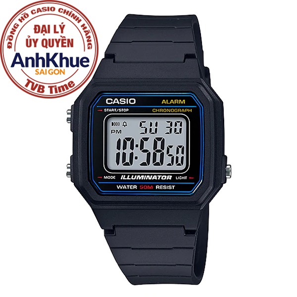 Đồng hồ nam dây nhựa Casio Standard chính hãng Anh Khuê W-217H-1AVDF