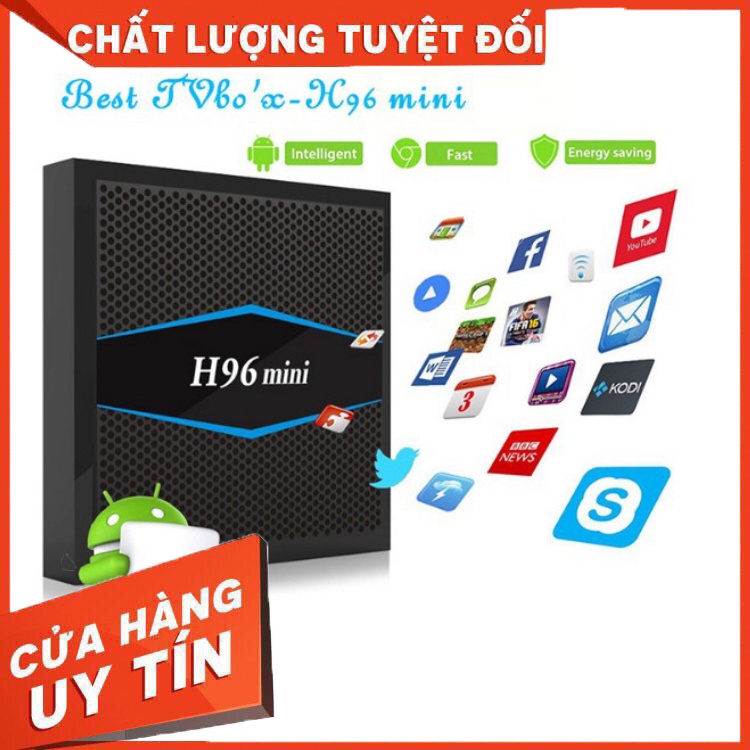 Android Tivi Box H96 mini 2G Ram và 16G bộ nhớ trong Chip s905w tặng dây AV biến tivi thường thành t