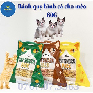 BÁNH QUY HÌNH CÁ CHO MÈO 80G (vị cá hồi và gà, vị cá ngừ, vị cá ngừ và gà.)