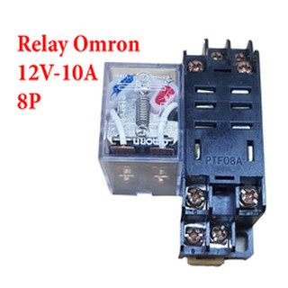 Rơ le Relay trung gian 12V 8P 10A Kèm đế