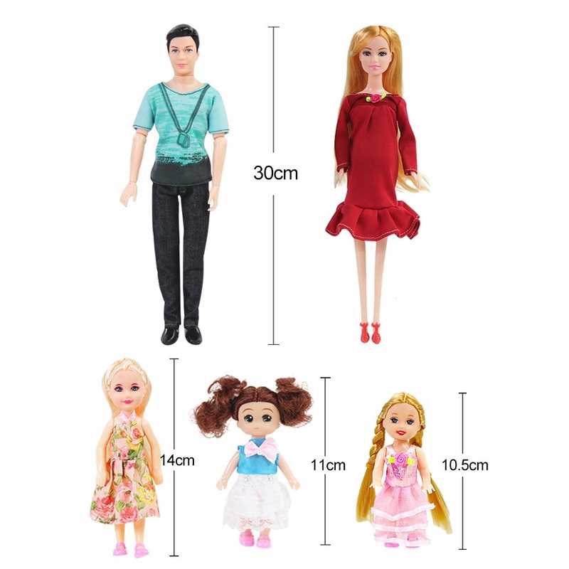 Mua sản phẩm 5 người búp bê gia đình phù hợp cho mẹ/cha/con trai/Kelly/toa xe đồ chơi thời trang mang thai búp bê đồ ch