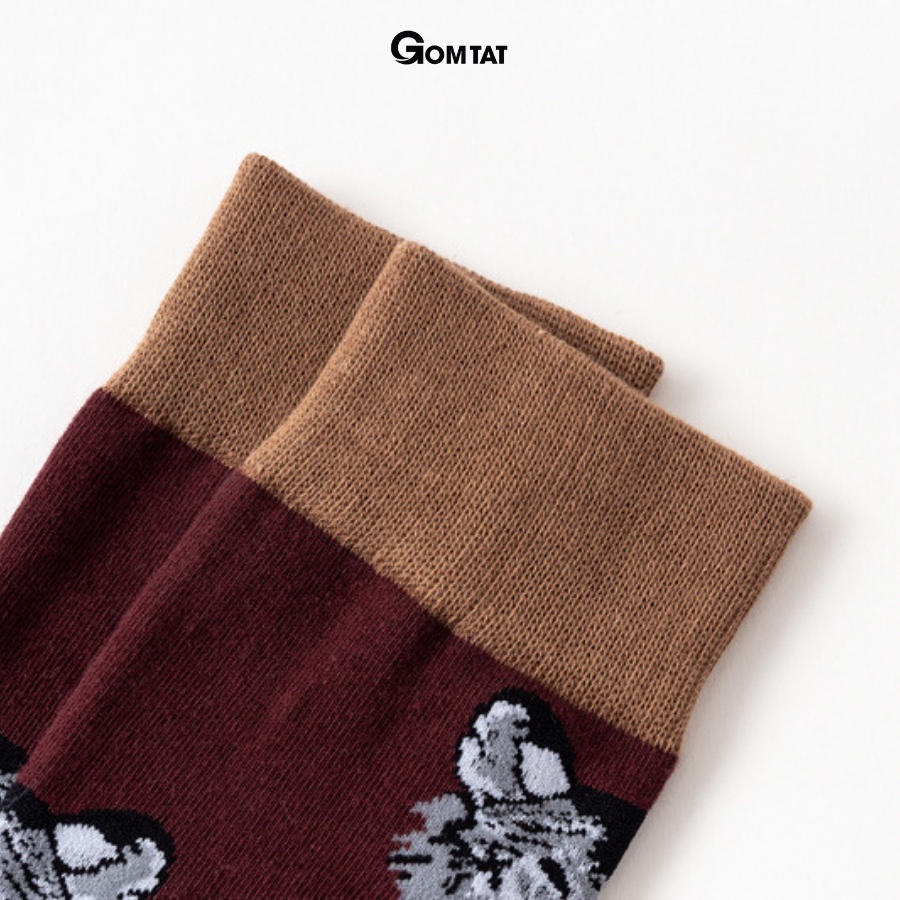 Tất Cổ Cao Nam Nữ GOMTAT Chất Liệu Cotton Cao Cấp, Vớ Cao Cổ Unisex Họa Tiết Hình Chú Chó Dễ Thương - FUJI