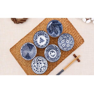 Bộ bát men sứ ăn cơm 6 chiếc Nhật Bản