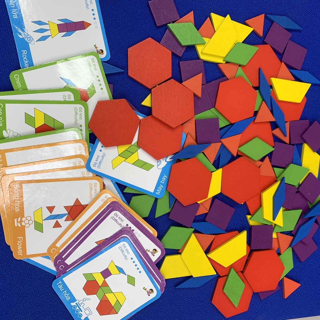 Bộ đồ chơi xếp hình sáng tạo Pattern block 155 CT có hộp xịn xò