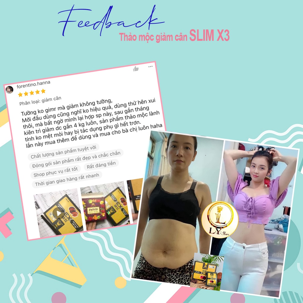 Giảm Cân Slim X3 Đông Y Mộc Linh Chính Hãng Tặng 15v Detox Giảm Cân Giảm Mỡ Bụng sau sinh