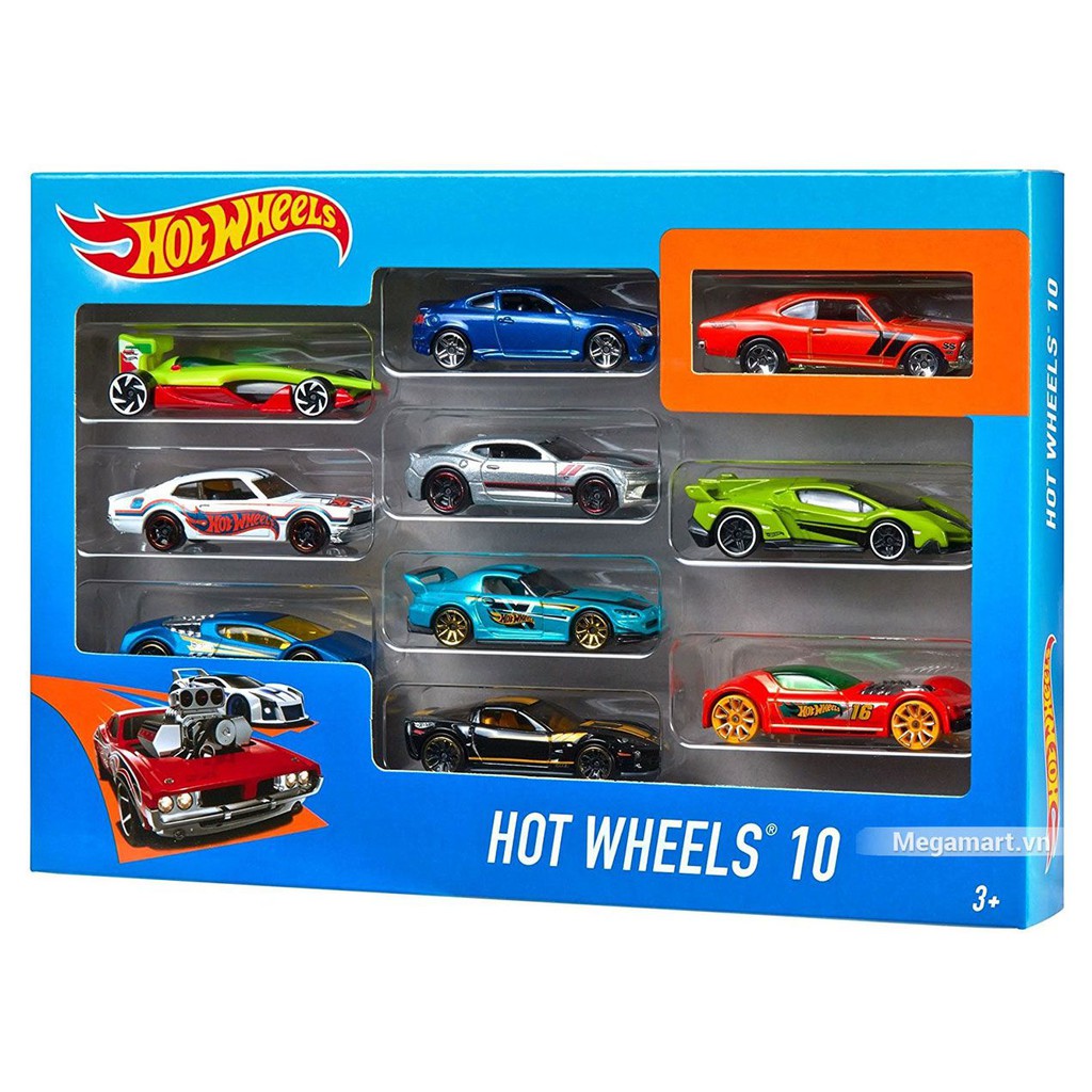 bộ xe sắt hotwheel 10 cái