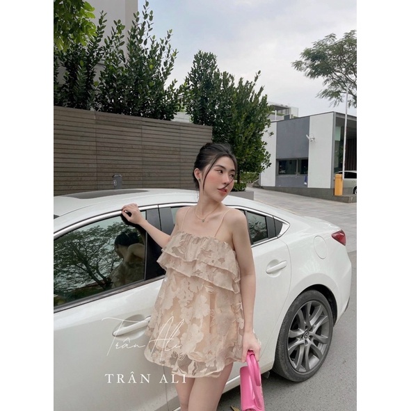 Set áo ren tầng 2 dây + quần short