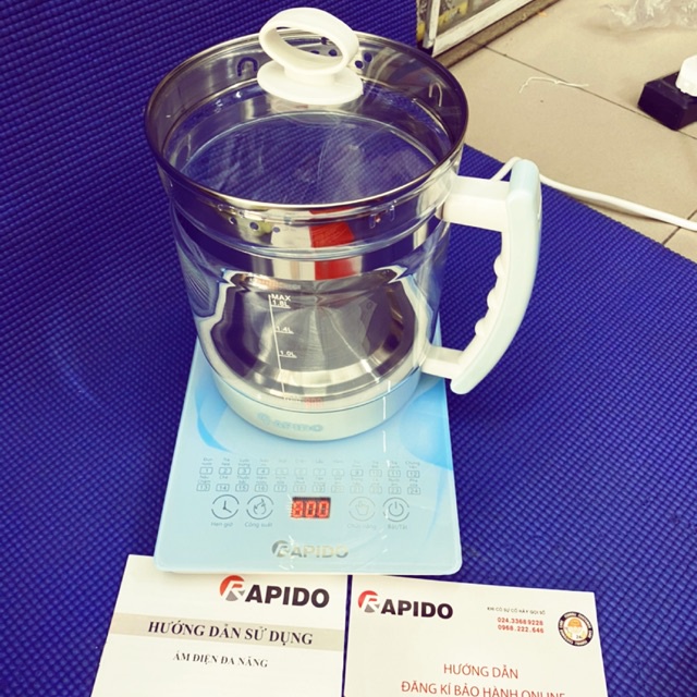 ẤM ĐIỆN ĐA NĂNG RAPIDO 10 CHỨC NĂNG THÔNG MINH/ ẤM ĐA NĂNG RAPIDO NẤU MÌ, PHA SỮA, SẮC THUỐC [HÀNG CAO CẤP CHÍNH HÃNG
