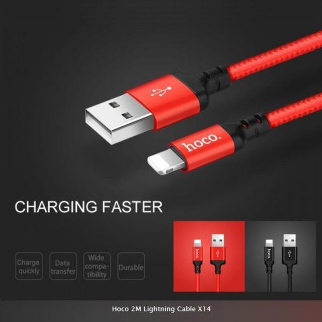 Cáp Sạc Nhanh Hoco X14 Lightning (1m/2m) Chính Hãng - Dây Sạc Cho Iphone/Ipad