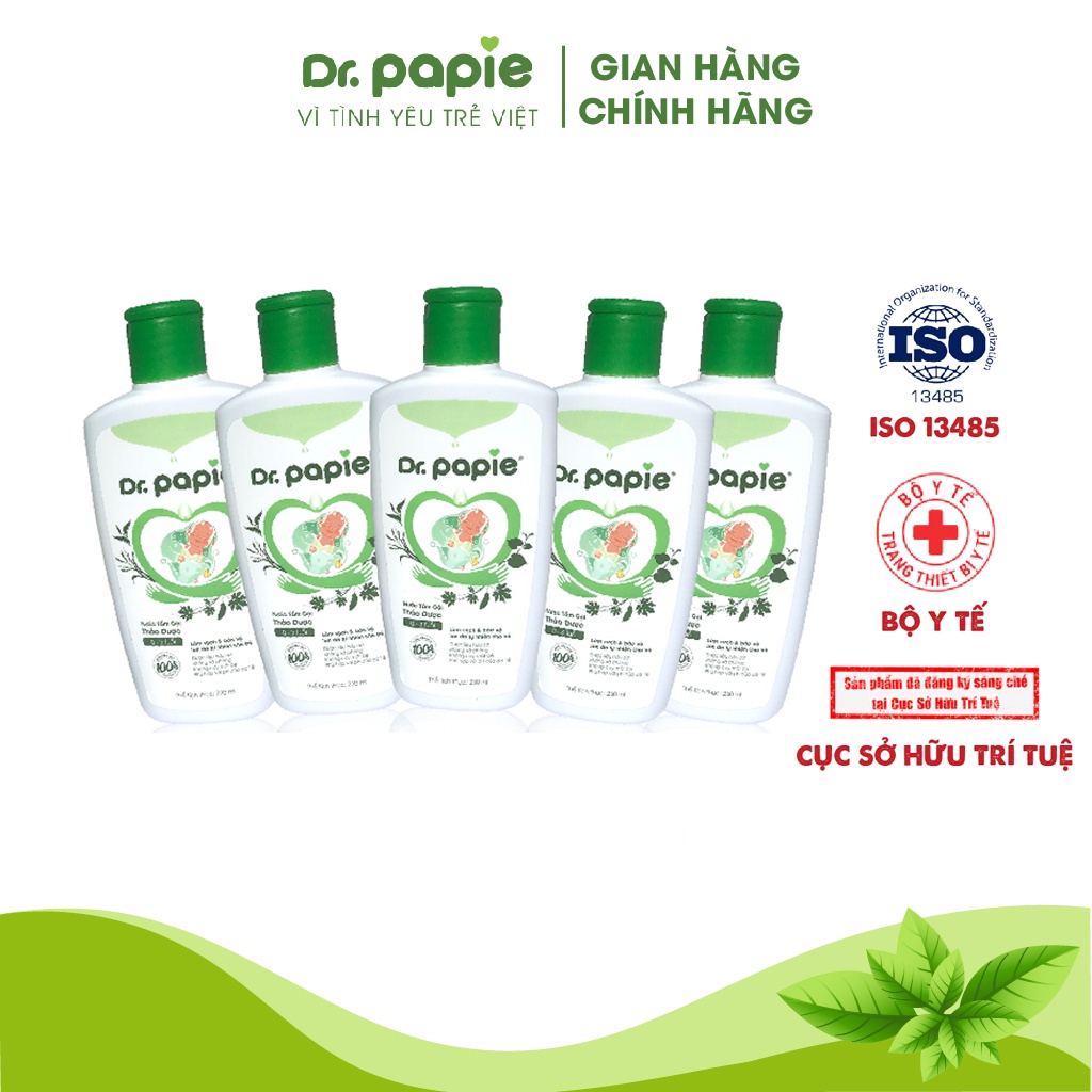 Combo 5 Lọ Nước Tắm Thảo Dược Dr Papie Cho Bé Giúp Ngăn Ngừa Và Giảm Các Vấn Đề Về Da