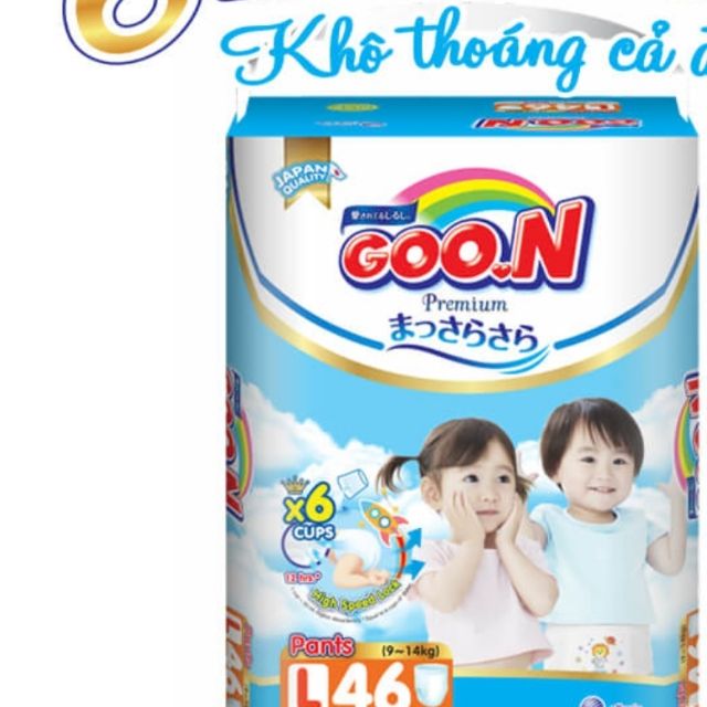 tặng gấu bông.Tã quần goon premium L46 ( 9 -14kg). shop cắt tem