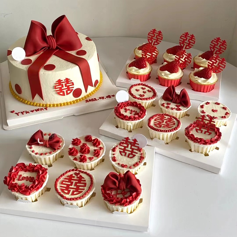 Topper Cắm Trang Trí Bánh Kem Hình Hạnh Phúc Phong Cách Trung Hoa