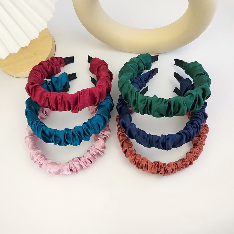 Bờm Tóc Cài Tóc Vải Nhún Satin Bản To Hợp Thời Trang - Dumi Shop