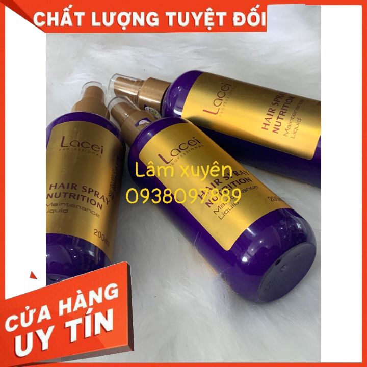 Xịt dưỡng tóc LACEICHÍNH HÃNG dung tích 200ml, hương thơm sang trong, cung cấp dưỡng chất giúp tóc suôn mềm, óng ả