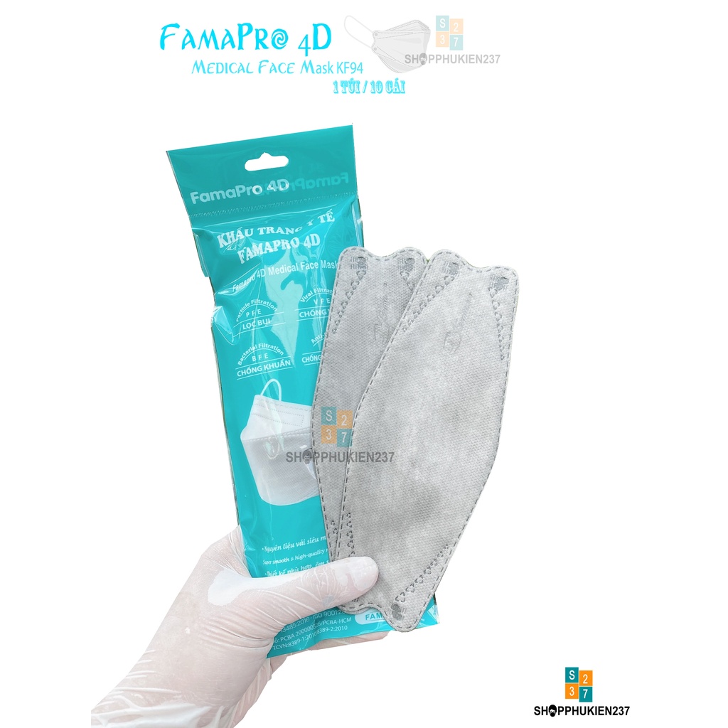 Combo 50 Cái Khẩu Trang Y Tế 4D KF94 Nam Anh Famapro Bịch 10 Cái