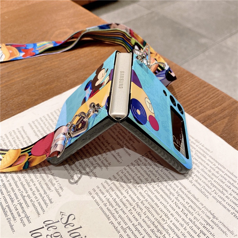 Ốp Điện Thoại Mềm Họa Tiết Hoạt Hình Lấp Lánh Có Dây Đeo Cho Samsung Galaxy Z Flip 4 3 5G