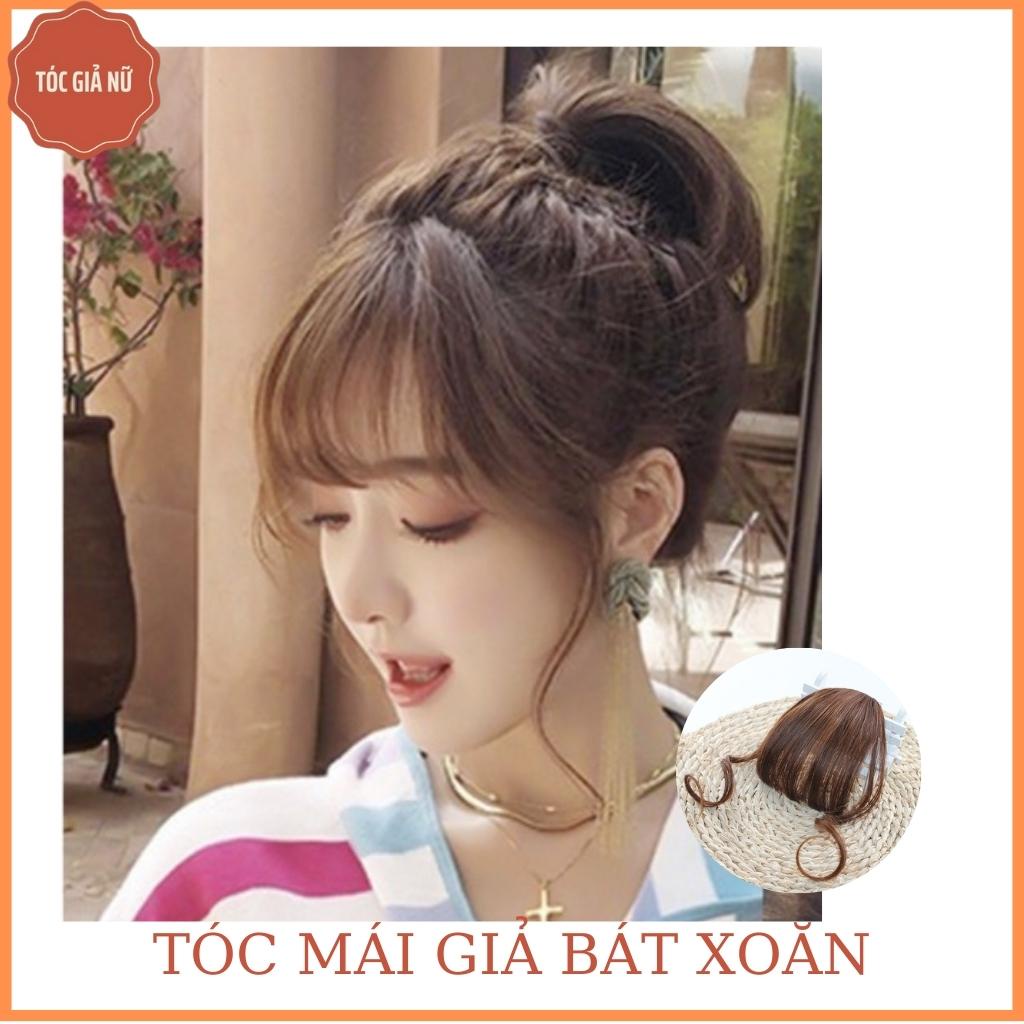 Tóc mái giả bát xoăn, sợi tơ cao cấp