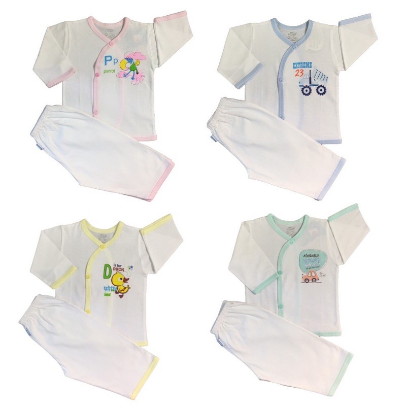 Bộ tay dài JOU 100% cotton cho bé sơ sinh đến 9 tháng