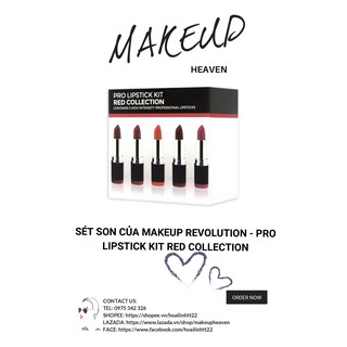 [CÓ SẴN] Tách sét Son của Makeup Revolution - Pro lipstick kit red collection