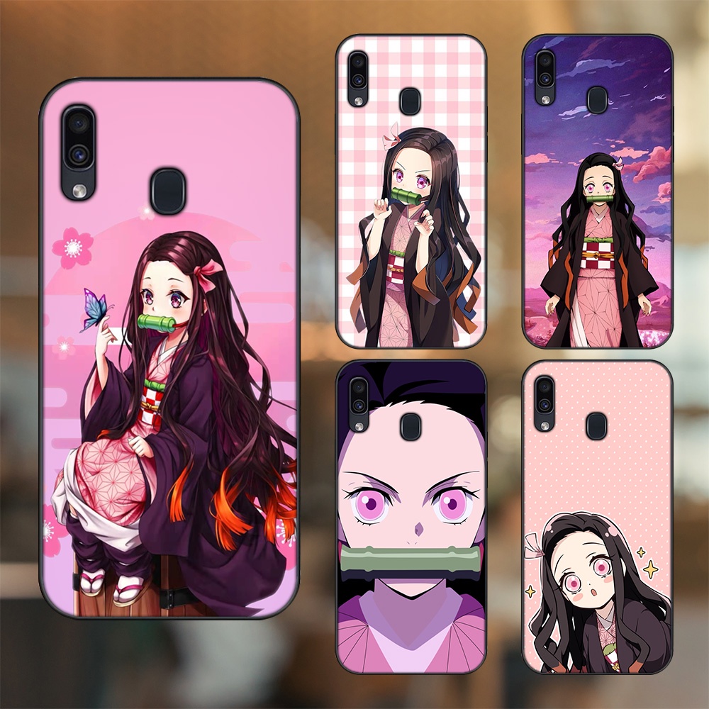 Ốp lưng Samsung A20, A30, A40, M20 viền đen in hình Nezuko Kimetsu no Yaiba