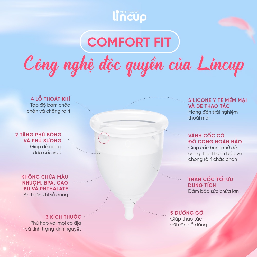 Cốc nguyệt san Lincup 0 chính hãng  - Nhập Khẩu Mỹ