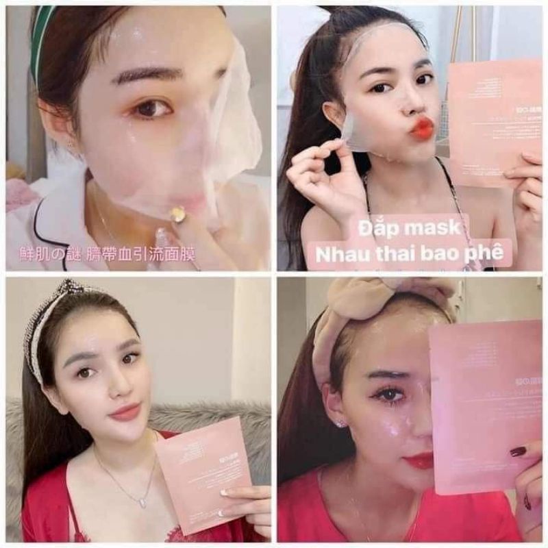 Hộp 50 miếng Mặt nạ nhau thai cuốn rốn nhật bản dưỡng trắng cấp ẩm cho da
