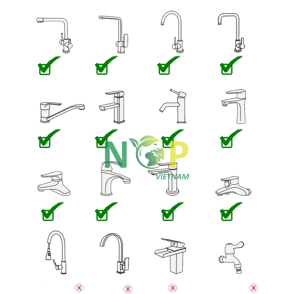 Đầu gắn vòi nước tiện ích, tăng áp Waternymph A022E-00N20000, xoay 360 độ, tiết kiệm nước