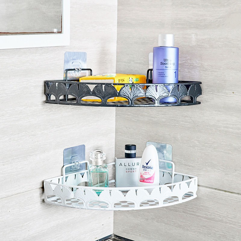 Kệ phòng tắm nhà vệ sinh treo tường miễn phí giá ba chân đục lỗ bàn trang điểm góc lưu trữ móc | BigBuy360 - bigbuy360.vn