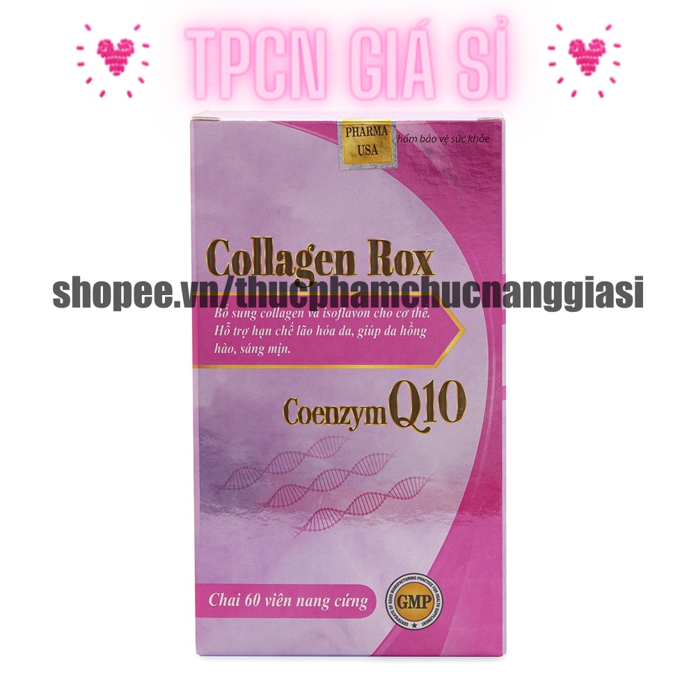Viên uống đẹp da Colagen Rox bổ sung vitamine giúp trắng da, sáng da, giảm nám, mờ thâm - Chai 60 viên ( Hồng )