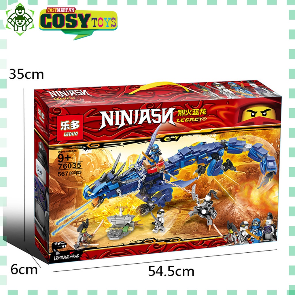 Đồ chơi lắp ghép xếp hình Rồng bay chiến đấu kèm các chiến binh Ninjaga với 552 mảnh ghép