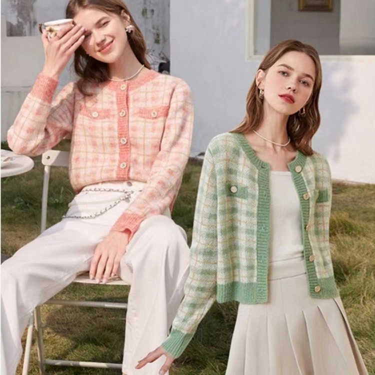 Hàng Sẵn_Áo khoác cardigan kẻ sọc ngắn rộng rãi phong cách Hàn