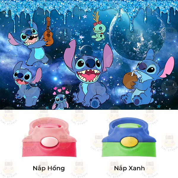 Bình Uống Nước Giữ Nhiệt Cho Bé Có Ống Hút Hình Lilo &amp; Stich - Tỉ Mỉ Studio