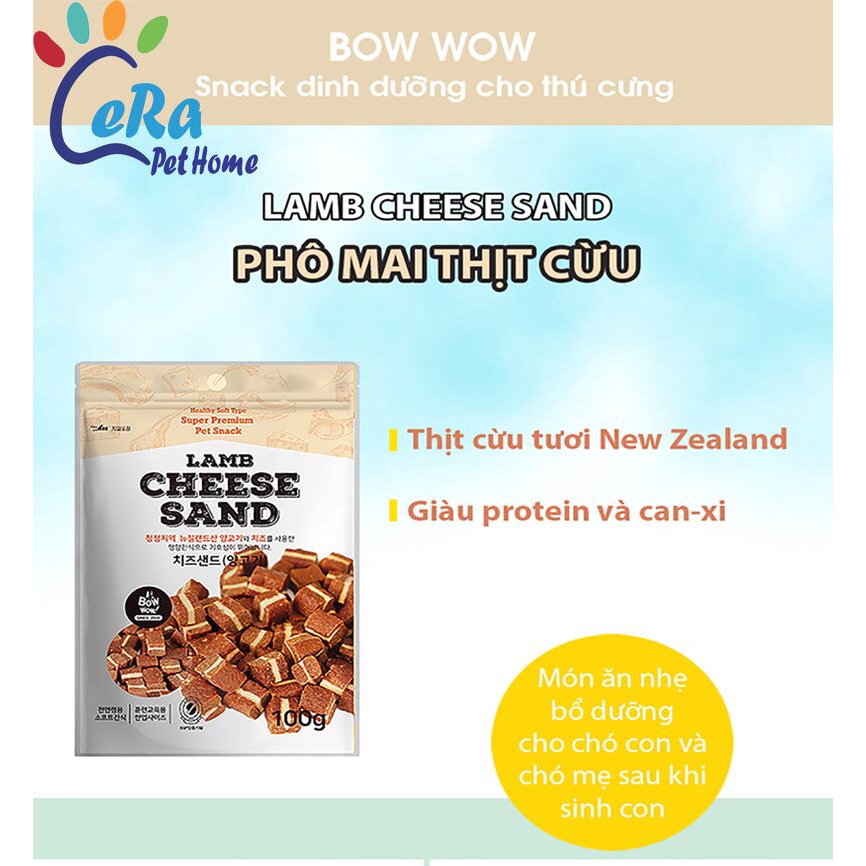 Snack Cho Chó Bowwow - Phô Mai Thịt Cừu Cho Chó - Snack Lamb Cheese Sand 100gr