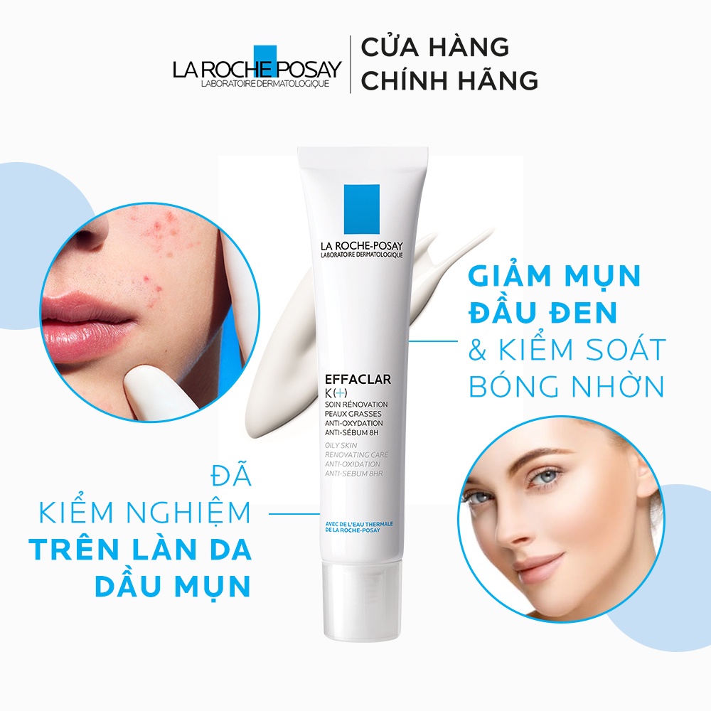 Kem dưỡng giúp cải thiện bề mặt da, giảm mụn đầu đen và giảm bóng nhờn La Roche Posay Effaclar K+ 40ml