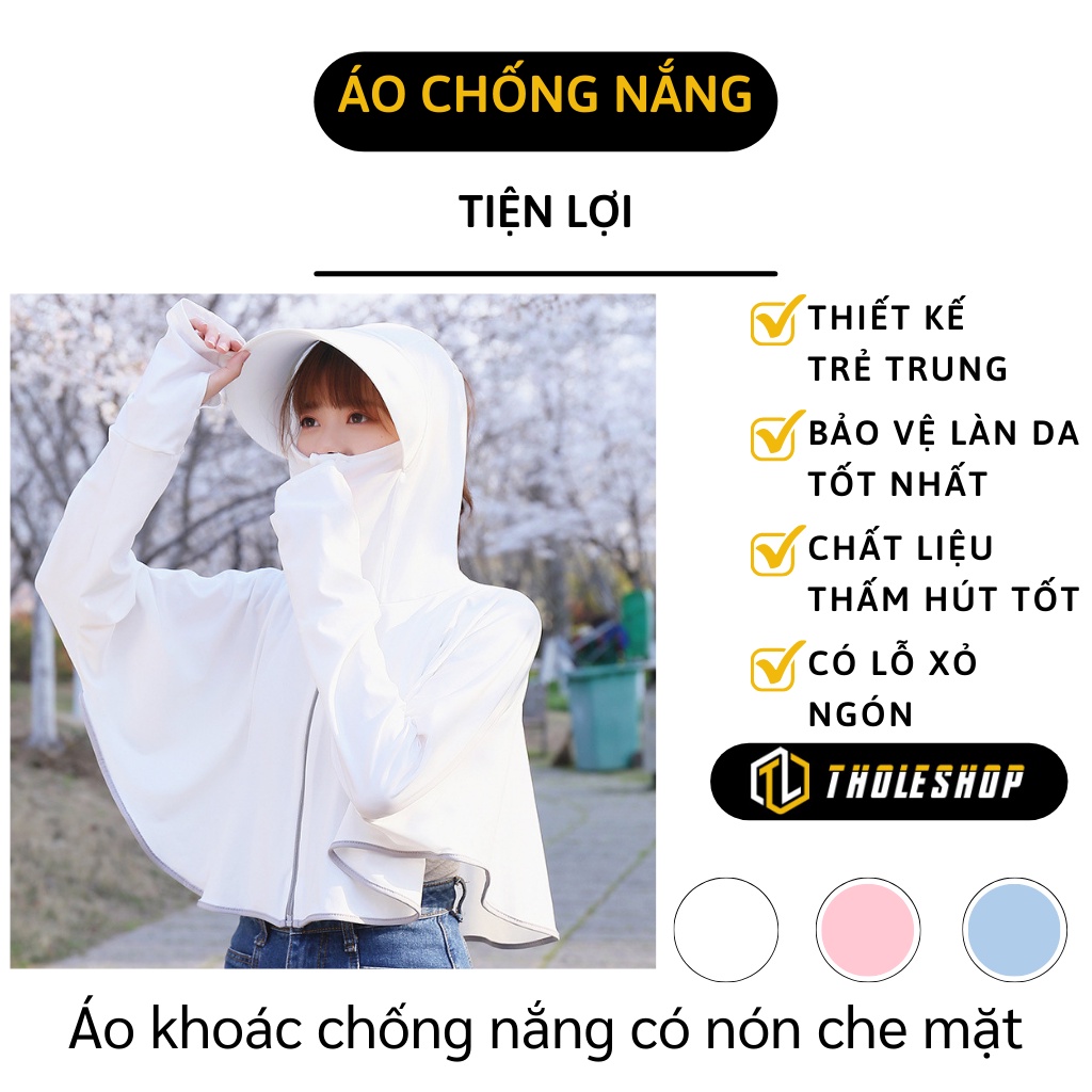 Áo Khoác Nữ - Áo Chống Nắng Croptop Thời Trang Nữ Có Mũ Và Che Mặt Tiện Dụng 9332