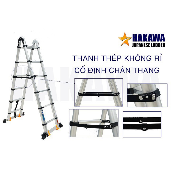 Thang nhôm rút đôi chữ A Hakawa HK 250 5m