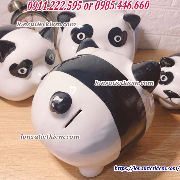 Lợn đất tiết kiệm tiền sứ Bát Tràng Gấu Trúc