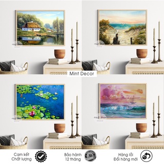 Tranh In Canvas Phong Cảnh Phong Cách Sơn Dầu Khung Gỗ