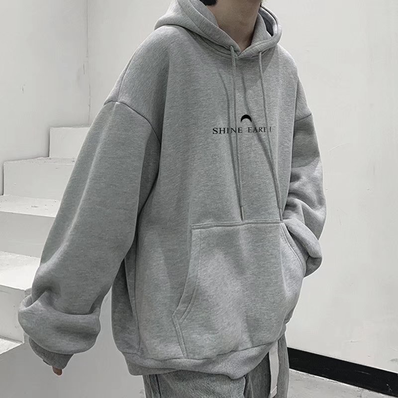 Áo Khoác Thể Thao Cotton Dày Dặn Dáng Rộng In Hình Mặt Trăng Nhỏ Thời Trang Cho Nam Size M-8XL