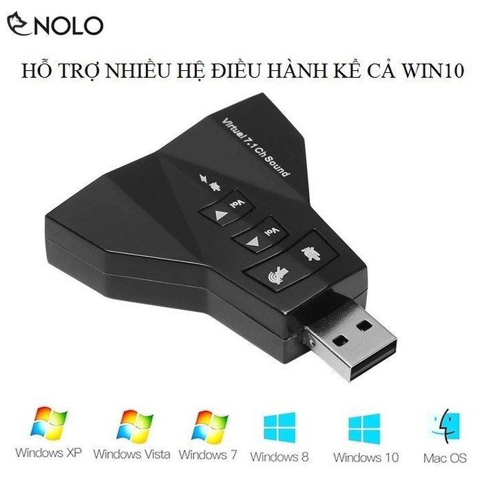 USB Ra Âm Thanh 4 Cổng Kiểu Máy Bay 3D Virtual 7.1 Có Nút Dùng Cho Máy Tính, Laptop Hỗ Trợ Đến Win 10