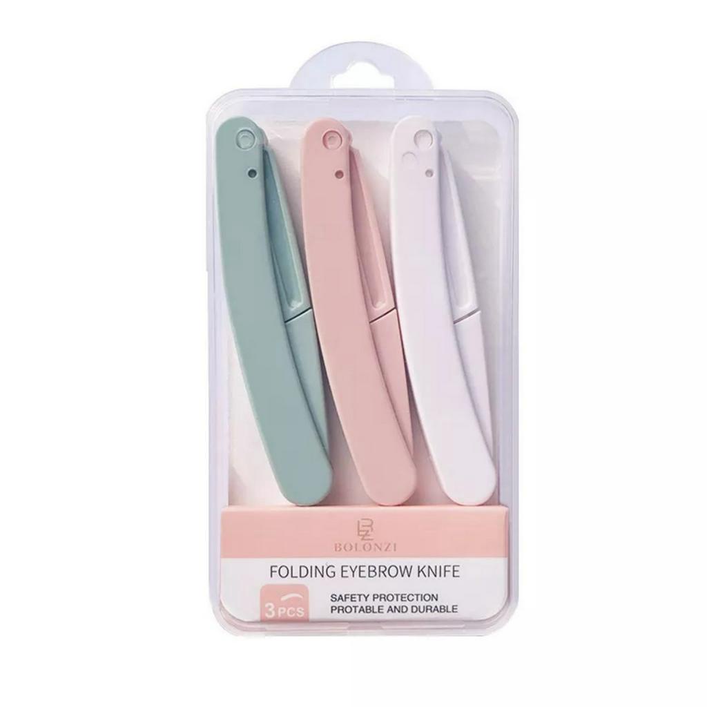 Bán Sỉ 10 Hộp 3 Dao Cạo Lông Mày Gấp Gọn Màu Pastel Cute ( 1 Hộp/3 Cái)