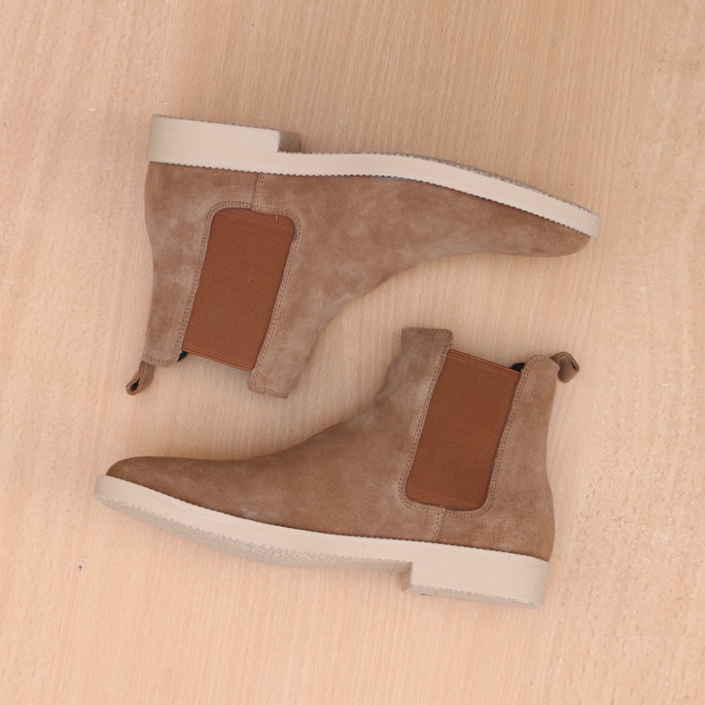 Giày Chelsea boots cao cổ thời trang nam chất liệu da lộn màu nâu đế độn 3.5cm | BigBuy360 - bigbuy360.vn