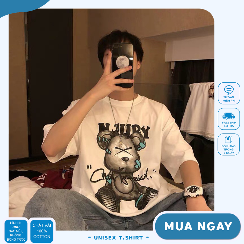 Áo phông tay lỡ nam nữ Oversize Unisex, Áo thun form rộng cổ tròn chất cotton phong cách Đường Phố AD70