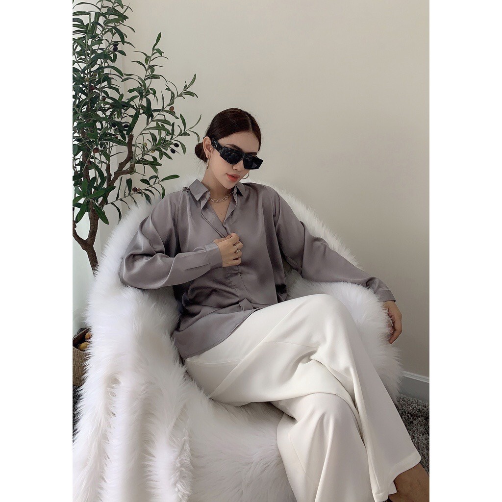 Áo sơ mi nữ lụa công sở form rộng hàng thiết kế Emilyshop ulzzang