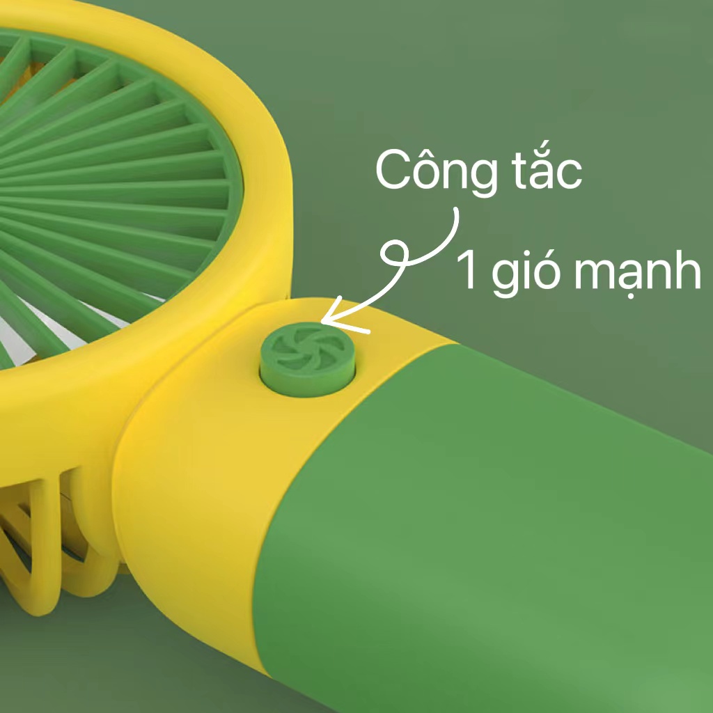 Quạt cầm tay tặng dây đeo - quạt mini để bàn sạc tích điện pin cực khỏe