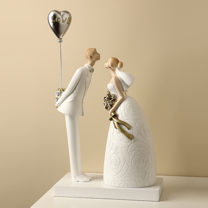 Đồ trang trí tượng decor phòng khách, love wedding trang trí tủ rượu kệ tivi quà tặng cưới tân gia- KATIN