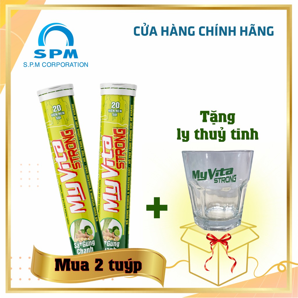 Viên sủi MyVita Strong (Sả-Gừng-Chanh) - Bổ sung Vitamin C, nhóm Vitamin B và Kẽm - Tăng cường đề kháng - Tuýp 20 viên