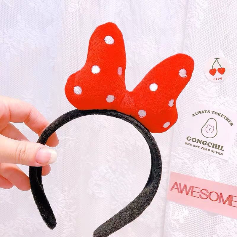 cài nơ đỏ mickey cực xinh cho bé phong cách Hàn Quốc - bờm nơ mickey dễ thương vải min chụp ảnh - selenshop