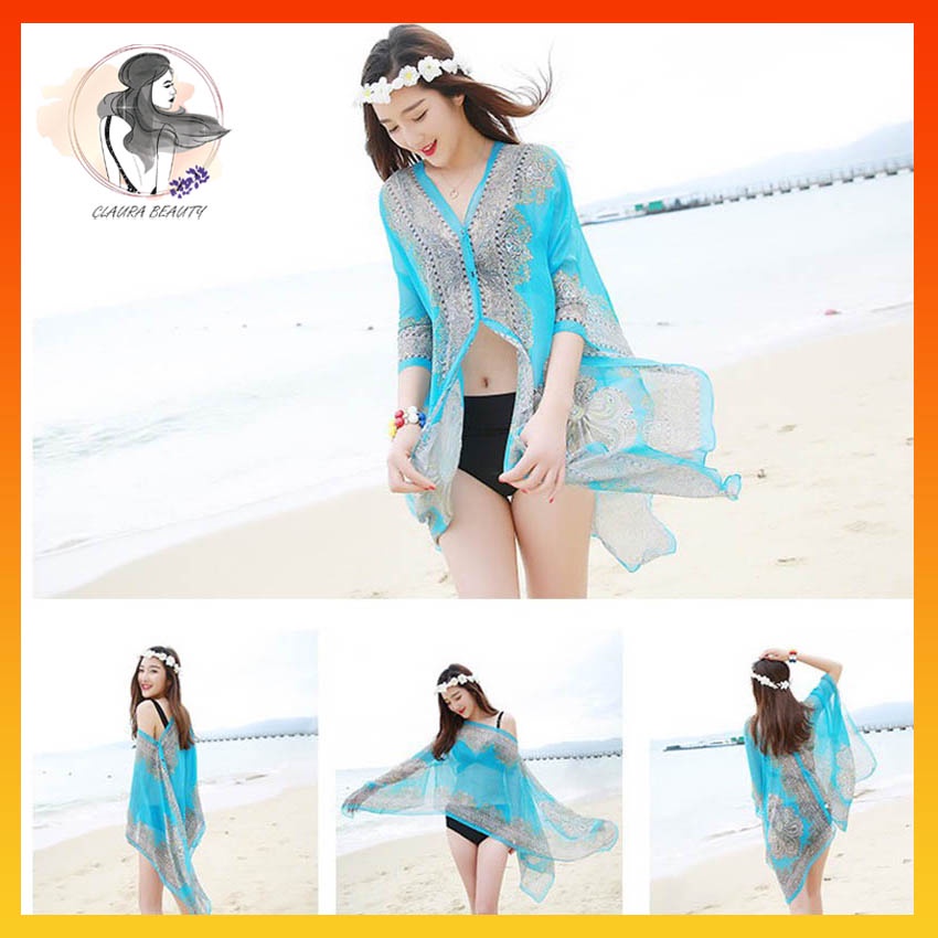 Áo Choàng Đi Biển, Khăn Choàng, Chất LIệu Voan Cực Đẹp,1001 Công Dụng, Che Nắng, Chụp Ảnh,  CLAURA BEAUTY