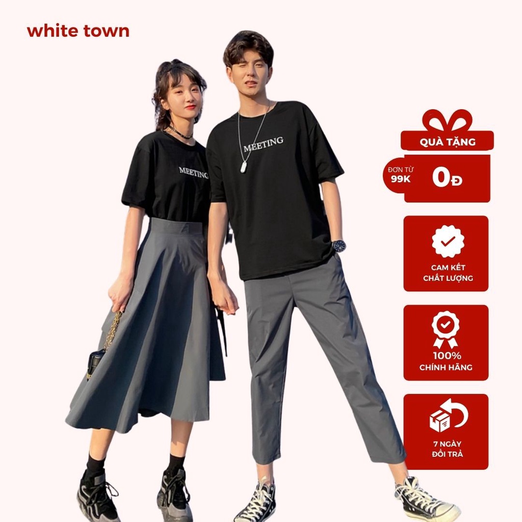 Áo Đôi Tay Lỡ, Áo Thun Đôi Unisex MEETING AM16